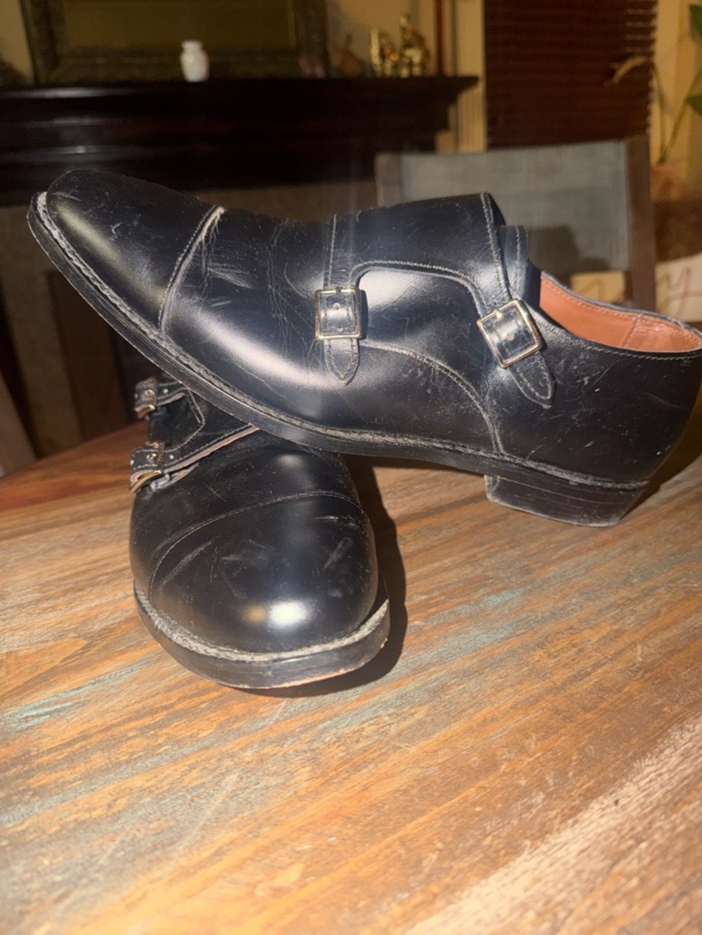 Allen Edmonds Black Double Monk Strap Leather Dress Shoes - Picture 9 of 10